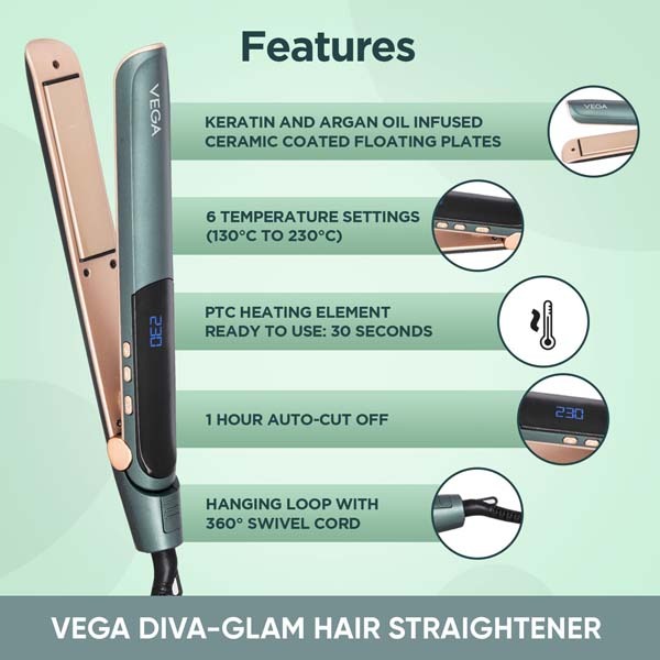 Buy Vega Diva Glam Hair Straightener Online for Smooth, Silky Hair